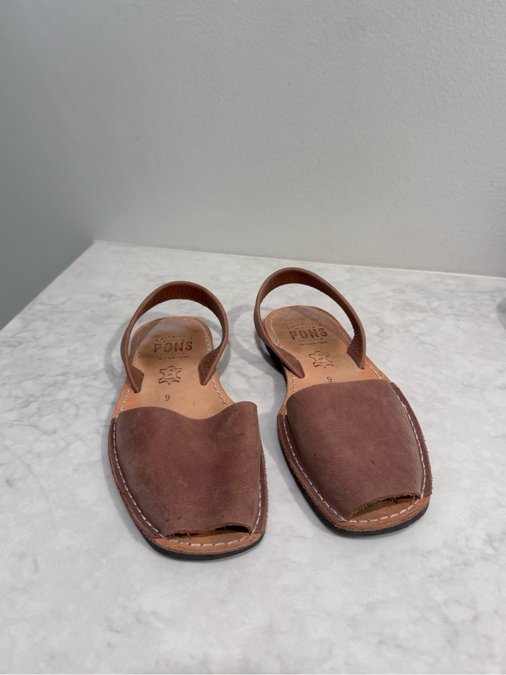 Pons Avarcas Women's Brown Suede Slingback Sandals size 9 US